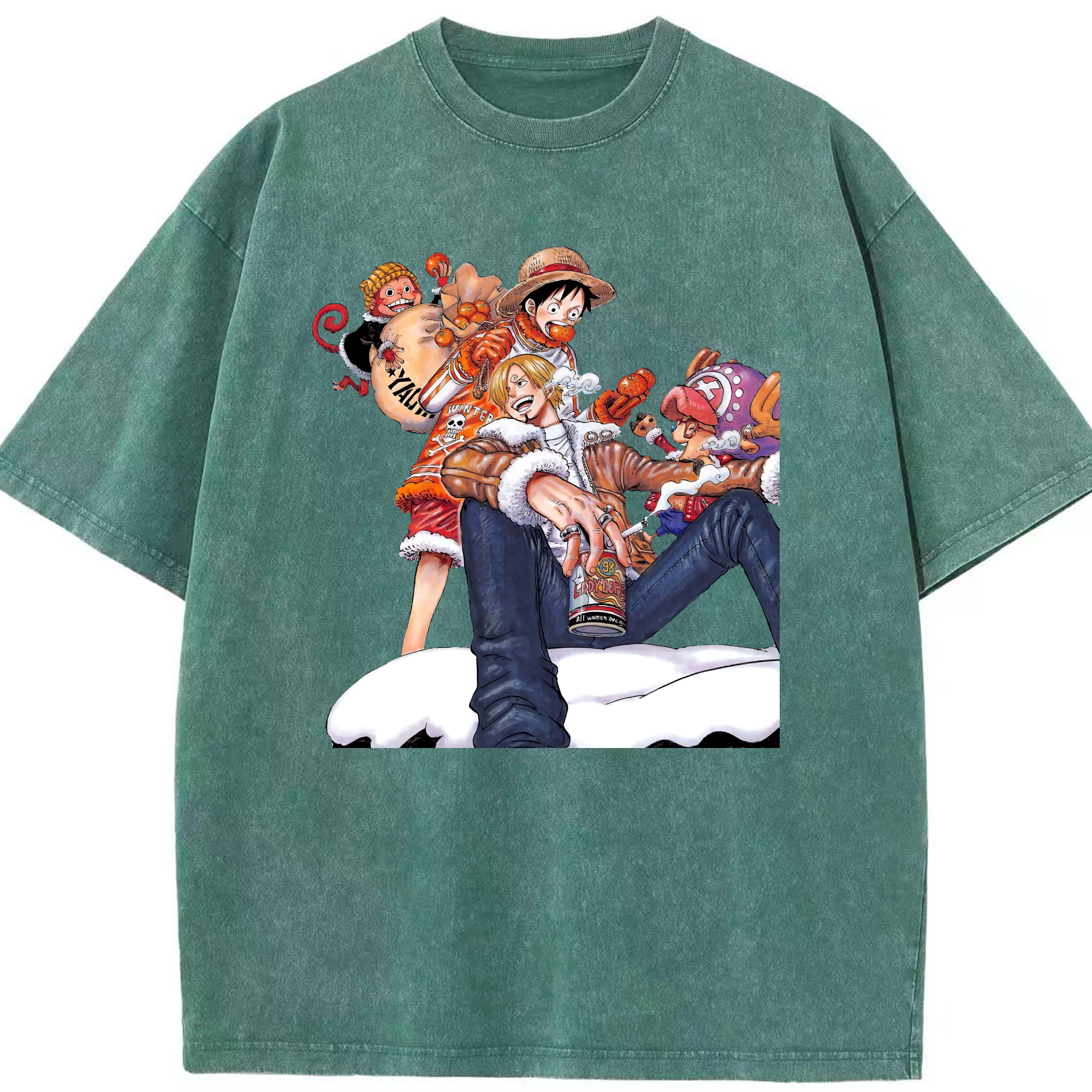 ワンピース サンジ ONE PIECE Sanji 綿100% ヴィンテージ風 半袖Tシャツ（フロントプリント）